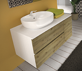 alt="Dettaglio frontali in rovere del mobile bagno Nisida_N4"